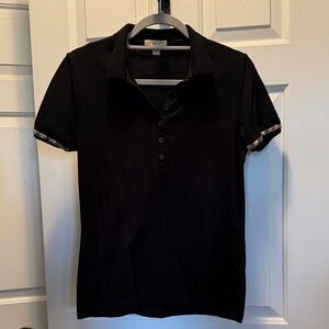Burberry Black Short Sleeve Polo with Signature Check Cuff